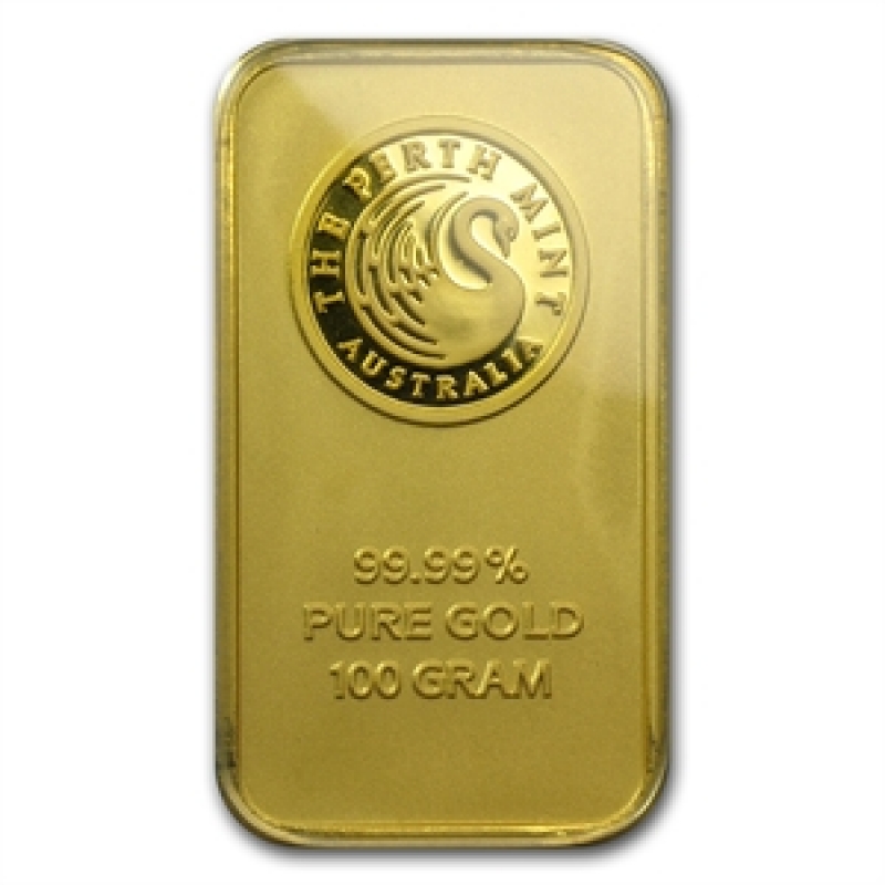 100 gram Perth Mint Gold Bar .9999 Fine (In Assay), 3.542,19