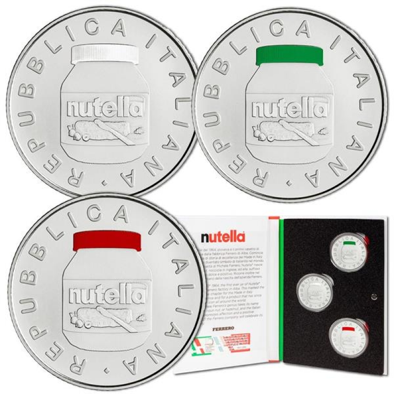Italy 3 X 5 Euro 21 Nutella Set Red Green White Coloured In