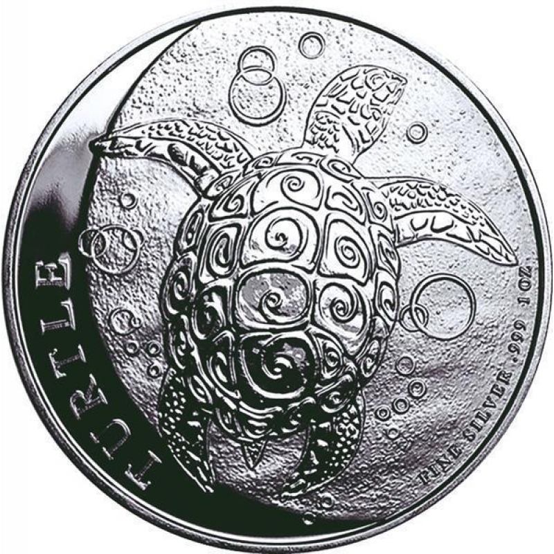 2014 1 oz Silver New Zealand $2 Niue Hawksbill Turtle Coins .999 BU, Lot of 5 