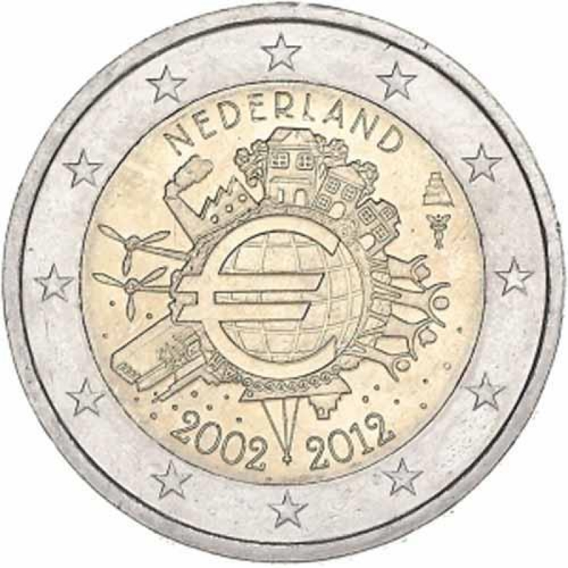 2 Euro Niederlande 2012 10 Jahre Euro Bargeld 549 € Aurinum