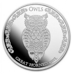 1 Unze Silber Tokelau 5 Dollars 2021 Great Horned Owl -...