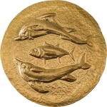 0.5 g Gold Cook Islands 2022 - DOLPHIN AND TUNA CYZICUS - 2022 Silk Finish - Series Ancient Greece