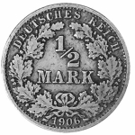 1/2 Reichsmark 1906 Silber - Weimarer Republik EINIGKEIT...