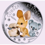 1/2 oz Silber Australia 2023 Proof - New Born Baby - Baby Animals - Kookaburra Koala Kangaroo - 50 Cent AUD - Orderable & price fixing 06.02.