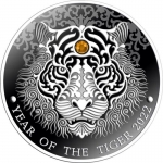 1/2 oz Unze Silber Ghana 2022 Lunar Year of the Tiger  Antique Finish Feingehalt 999 2 Cedis 2022