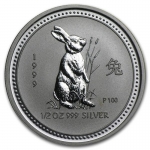 1/2  Unze Silber Hase Lunar I 1999 Australien Rabbit BU