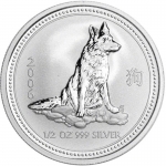1/2  Unze Silber Hund Lunar I 2006 Australien Dog BU