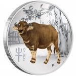 1/4 oz Silver Australian Lunar Year of the Ox Colour Coin Chinese Version (SIII) 2021