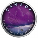 1 oz Silver Canadian Maple Leaf 2018 colorized Northern...