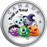 1 oz Silver Canadian Maple Leaf 2021 colorized Halloween (1) Trick or Treat Special Edition