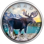 1 oz Silver Canadian Maple Leaf 2021  On the Trails of Wildlife (1) - Moose Canada