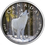 1 oz Silver Canadian Maple Leaf 2021  On the Trails of Wildlife (6) - Arctic Wolf Canada