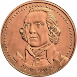 1 Unze Copper Round - Adam Smith - Gründer der Freiheit - Founders of Freedom