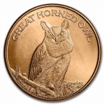 1 Unze Copper  Round Great Horned Owl 999,99 AVDP