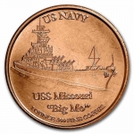 1 Unze Copper Round - US Navy USS Missouri
