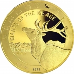 1 Unze Gold Ghana 500 Cedis Giants of Ice Age - Reindeer - 2022 BU
