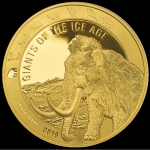 2019 Republic of Ghana 1 oz Gold Giants of the Ice Age - Wooly Mammoth BU 500 Cedis