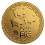 2019 Niue 1 oz Gold $250 Lunar Year of the Pig - 3 Pigs BU 