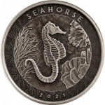 1 oz Samoa Seahorse Silver Coin (2021) Antique Finish