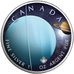 1 Ounce Silver Canada 2022 - Sun System (9) - URANUS - The Ice Planet - 5 CAD 2022 Color 