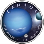 1 Ounce Silver Canada 2022 - Sun System (9) - NEPTUN - Planet of Storms  - 5 CAD 2022 Color  