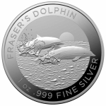1 Unze Silber Frasers Dolphin - Borneodelfin  2021 Australien in Kapsel Delphin