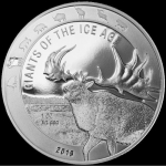 1 Unze Silber Ghana 5 Cedis Giganten der Eiszeit - Riesenhirsch 2019 Feingehalt 999
