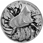 2021  $1 Australia 1 oz Silver Great White Shark BU