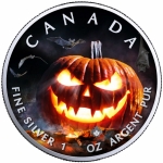 1 Ounce Silver Canada Maple Leaf - Eerie Pumpkin -...