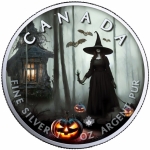 1 Ounce Silver Canada Maple Leaf - The Witch Forest - Halloween Edition - 2022 BU Color 