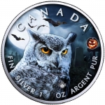 1 Ounce Silver Canada Maple Leaf - Spooky Owl - Halloween...