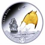1 ounce silver Congo 2023 BU GILDED - OCEAN RAYS -...