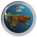 NEW* 1 ounce silver Kongo 2023 BU Color - DUNKLEOSTEUS - Series Prehistoric Life - Issue 11 - 20 Frs