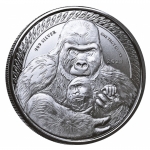 1 Unze Silber Kongo 2023 Prooflike - Gorilla mit Baby -...