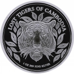 2022 1 oz Cambodia Lost Tigers of Cambodia 999 Silver BU...