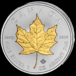 1 oz Silver Canadian Maple Leaf 2019 gilded