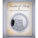 1 Ounce Silver Round - Benjamin Franklin (1) - Founders of Freedom - BU Coin Card
