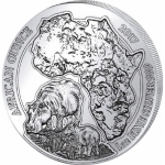 1 oz Silver Rwanda African Hippo 2017 Hippopotamus