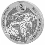 1 Unze Silber Ruanda - Jahr des Hasen - 2023 BU - Lunar...