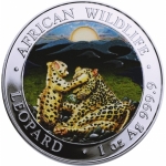 2018 Somalia 1 oz Silver African Wildlife Leopard coloured