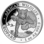2020 Somalia 1 oz Silver African Wildlife Leopard BU