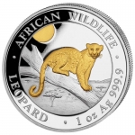 2021 Somalia 1 oz Silver African Wildlife Leopard gilded