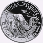 1 ounce silver Somalia Elephant 2018 Proof High Relief -...