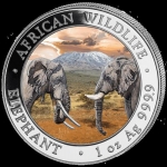 1 Oz Silver Somalia Elefant coloured 2020 BU