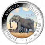 1 Unze Silber Somalia Elefant Farbig 2022 BU