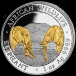1 Oz Silver Somalia 100 Sh Elephant Coin Gilded 2020