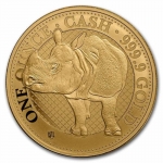 1 Unze Gold St. Helena - India Wildlife Cash - Rhino -...