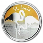 1 Unze Silver St. Lucia Flamingo 2019 Proof 2 Dollar,...