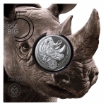 1 Unze Silber Südafrika 2022 BU - Nashorn - Rhino - Big Five Serie II - Coin Card