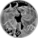 2021 Tokelau 1 oz Silver $5 Bull and Bear BU